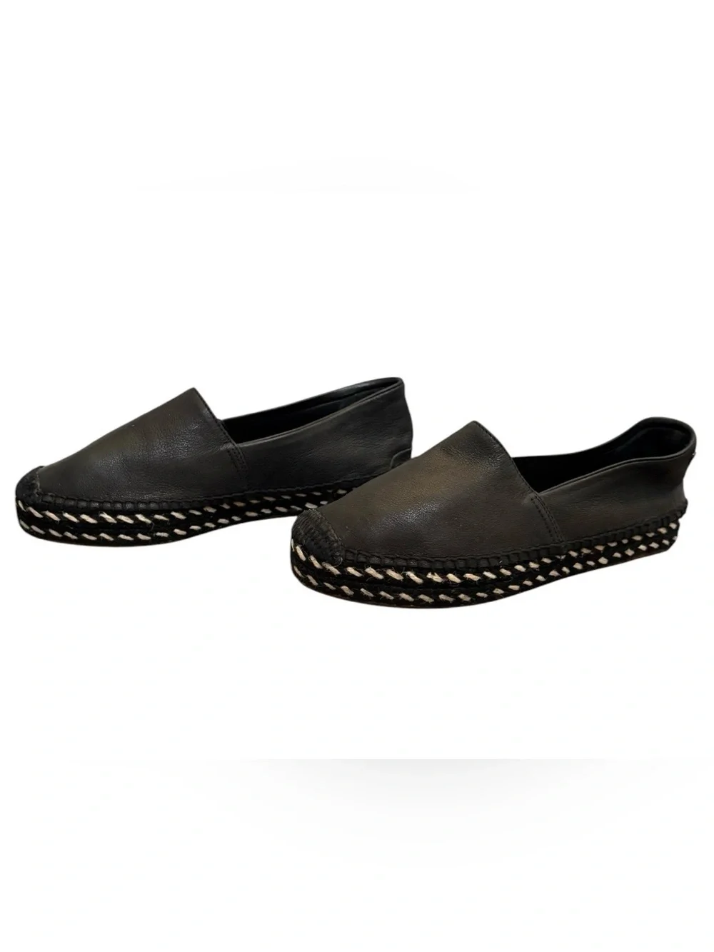 NEW Rag & Bone Noa Black Leather Espadrille Flats EU 36 US 6 Made in Spain